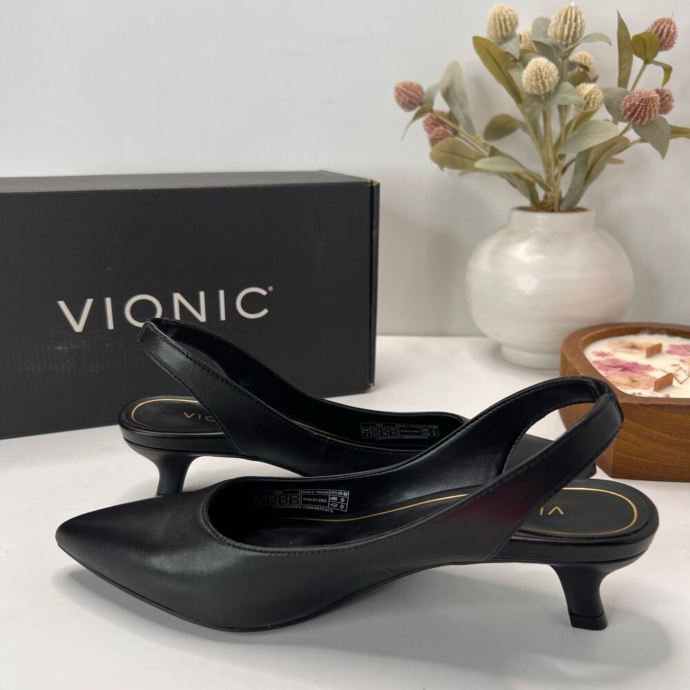 Vionic Ziva Nappa Leather Slingback Shoes Black I2370L1001 Women's 6M Light Wear - Picture 7 of 11